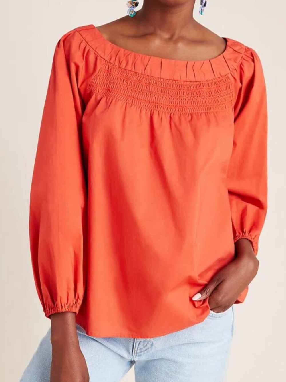 Anthropologie Maeve Jessie Smocked Swing Blouse